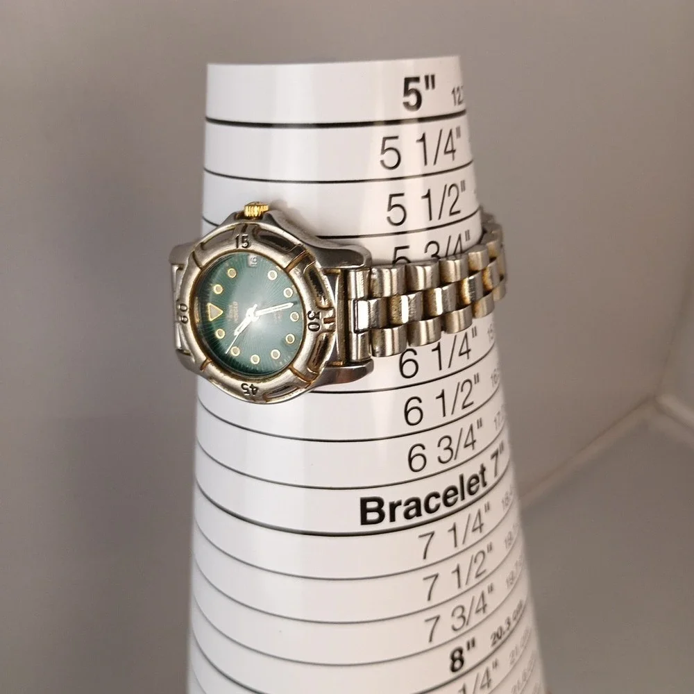 Timex Indiglo Women Silver Tone Green Dial Date Stainless Steel Band Working